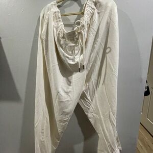 Waffle knit wide leg pants